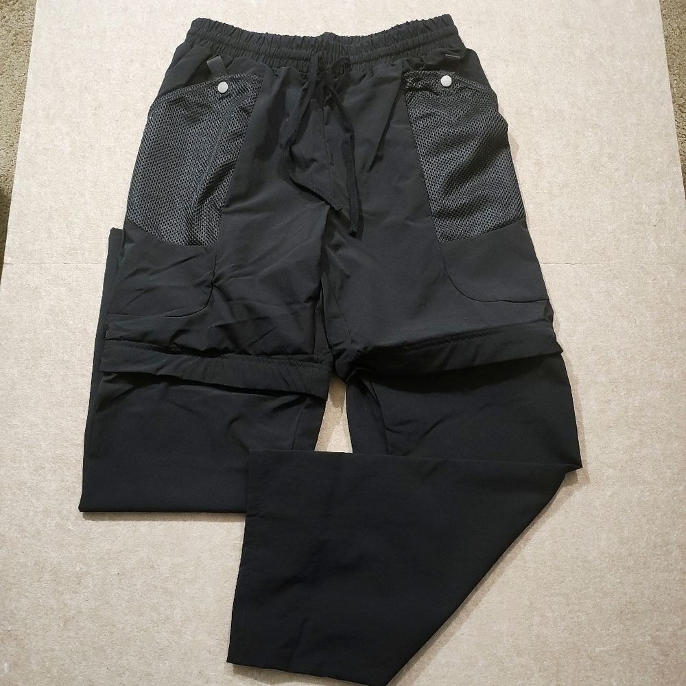 Black Convertible Windbreaker Net Pocket Pants -D